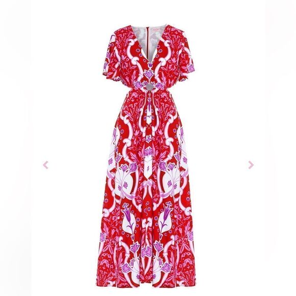 Beyond by Vera 1538 Giselle COMO ROUGE midi dress size XS - Picture 4 of 16